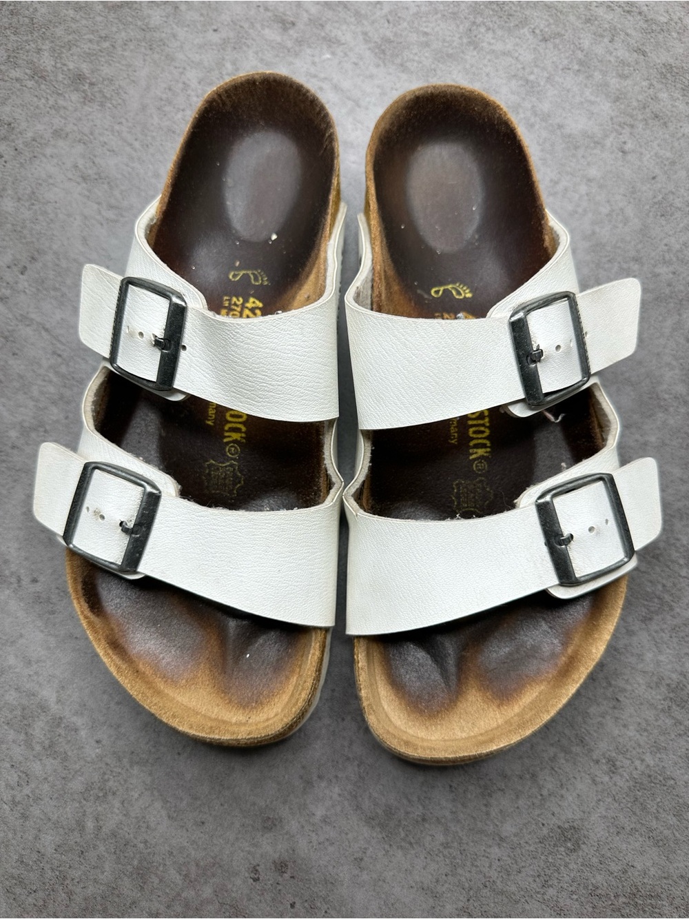 Birkenstock Arizona White Birko-Flor Double Strap Sandals EU 42 US 11